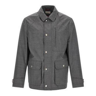 Brunello Cucinelli Bonded Virgin Wool Field Jacket - male - Brunello Cucinelli - Light Jackets - Gray - L - Jackets