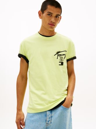 Tommy Jeans T-Shirt TOMMY JEANS TJM REGULAR CITY SIGN, Herren, Gr. 4XL, faded lime, Single Jersey, Obermaterial: 100% Baumwolle, unifarben, regular fit normal, Ru