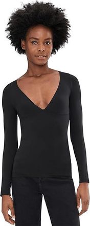 Free People Round Two Long Sleeve Womens Clothing Black : L-XL (US Womens 14-16), Elastane/Jersey/Nylon