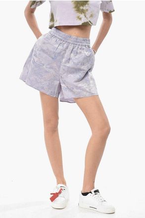Off-white Cotton Jacquard Shorts FRESCO with Elastic Waistband size 42