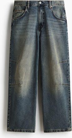 H&M Baggy Darted Jeans in Dusty Denim Blue at Nordstrom, Size 28 X 32