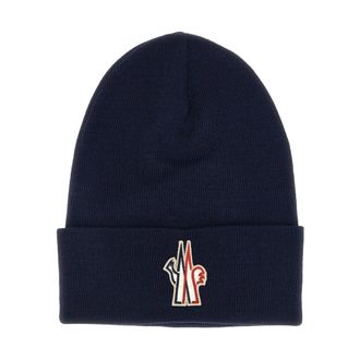 Moncler Grenoble wollen muts - Heren - Accessoires - Blauw - Maat: ONE Size Wol