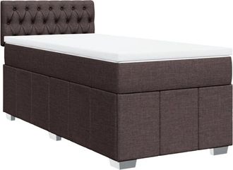 vidaXL Cama Box Spring Con Colch&oacute;n Tela Marr&oacute;n Oscuro 80x200 Cm Vidaxl