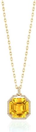 Goshwara Gossip Asscher Cut Stone & Pav&eacute; Diamond Pendant Necklace in Yellow at Nordstrom, Size 16