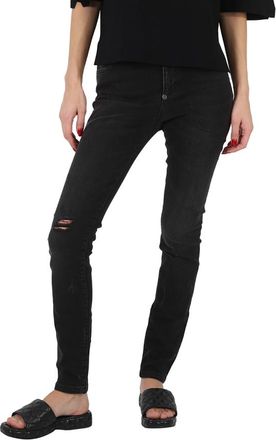 Philipp Plein Ladies Black High Waisted Distressed Jeans, Waist Size 26