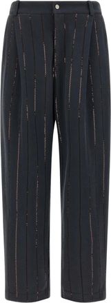 Brunello Cucinelli Pantaloni gessati con paillettes - Nero