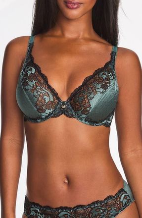 Wacoal Modern Affair Underwire Plunge Bra in Silver Pine/black at Nordstrom, Size 38Ddd