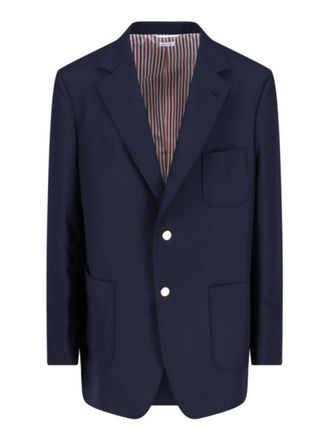 Thom Browne Blue Virgin Single-Breasted Blazer - Blue