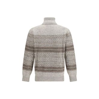 Brunello Cucinelli Mens Gray Alpaca Vicugna Pacos Turtleneck Clothing