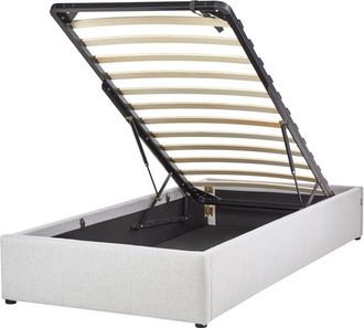 Beliani Modern Fabric eu Single Size Bed Frame 3ft Storage Light Grey Dinan