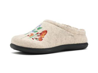 L.L.Bean Daybreak Scuff Motif 2 Womens Slippers Paperwhite/Jess Franks Flowers : 10 B - Medium, Wool