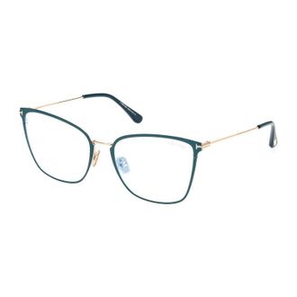 Tom Ford FT5839-B 087 Shiny Turquoise/Gold/Clear Blue Light Block 56mm