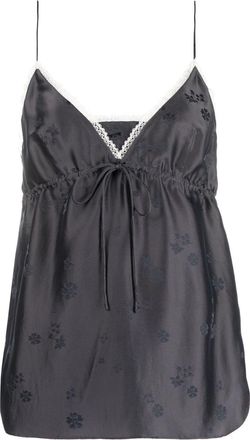 Dorothee Schumacher floral-motif drawstring sleeveless top - women - Viscose/Silk - 1 - Blue