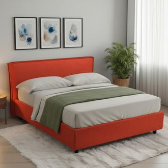 Dmora Cama Francesa Brienza, Colch&oacute;n Incluido, Desenfundable Made In Italy, Contenedor, Naranja