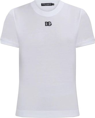 Dolce & Gabbana T-shirt met geborduurd logo - Dames - T-shirts - Wit - XS - Tops
