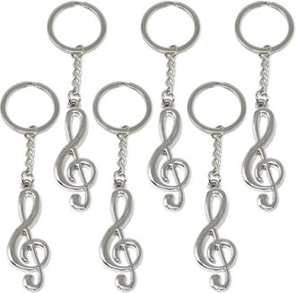 Honbay 6PCS Metal Musical Note Music Symbol Key Rings Keyfob Keyrings Keychains for Decoration