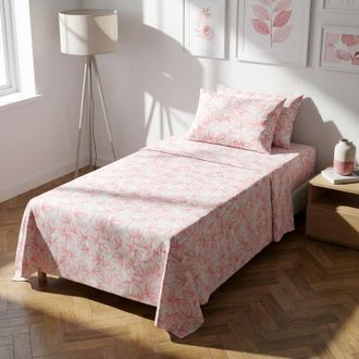 KASANOVA Completo letto singolo policotone foglie rosa