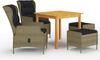 vidaXL Juego De Comedor Para Jard&iacute;n De 5 Piezas Marr&oacute;n Vidaxl