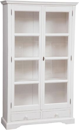 Biscottini International Biscottini - Vitrina De Estilo Country De Madera Maciza De Tilo Acabado Con Efecto Blanco Envejecido 109x36x180 Cm