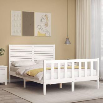 Berkfield Home Beautiful Bed Frame with Headboard White 120x200 cm Solid Wood