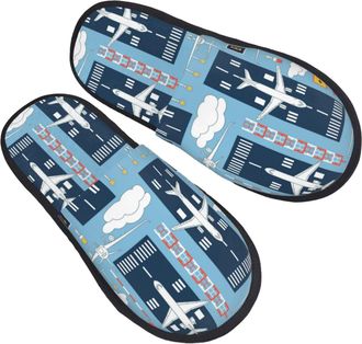 Generic Home Slippers Airplanes And Aviation Signs Fuzzy Slippers Flat Unisex House Slipper For Travel Indoor Guest L