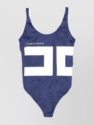Elisabetta Franchi swimsuit with contrast trim and high-cut leg