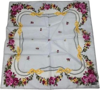 Dior Pre-owned Scarves, female, White, Size: ONE SIZE Pre-owned Silk Scarf