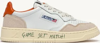 Autry MEDALIST LOW SNEAKERS IN LEATHER AND SUEDE COLOR WHITE AND HAWAIIAN SUNSET WITH LETTERING