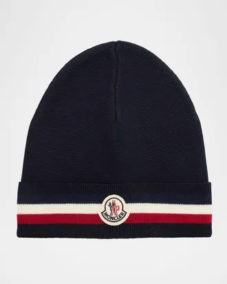 Moncler Men & apos;s Wool Tricolor Wool Knit Beanie Hat