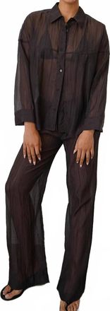 LnA Velma Sheer Pants In Chocolate Black