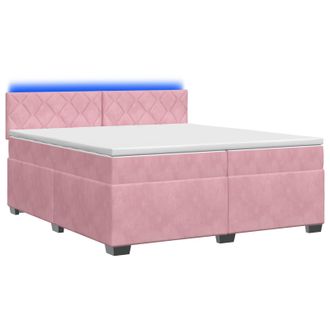 vidaXL Cama Con Base Tapizada, Colch&oacute;n Y Luz Led Rosa 200 X 200 Cm Vidaxl