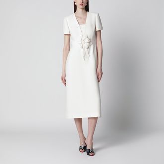 Valentino Embroidered crepe evening dress in ivory