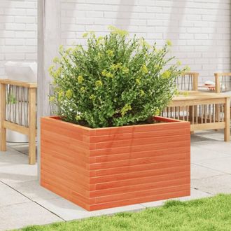 Berkfield Home Decorative Garden Planter Wax Brown 70x70x45.5 cm Solid Wood Pine