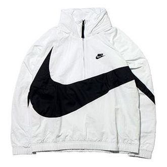 Nike Big Swoosh Anrk Jacket White Half Zipper Large AJ1405-121