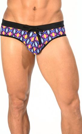 Steele Freestyle Swim Brief In Blue Purple Flame