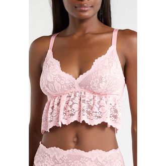 Kilo Brava Longline Lace Bralette in Petal Pink at Nordstrom, Size 3X-Large