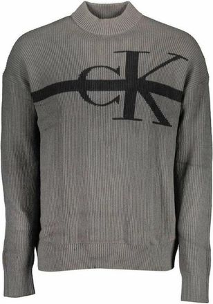 Calvin Klein Mens Grey CK Logo Regular Fit Sweater, Size Medium