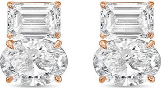 Diana M. Jewels 14kt rose gold 6.00 cts emerald and oval diamond earrings