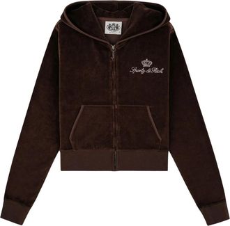 Juicy Couture Juicy Script Velour Zip Hoodie - Dames - Vesten met rits - Bruin - L - Hoodies & sweatvesten
