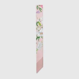 Gucci Printed Silk Twill Ribbon, Pink, Silk