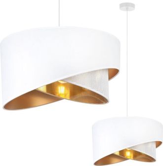 OEM L&aacute;mpara Colgante Asti Inclinada Blanca 1 Pantalla Plana Blanca Dorada Ts