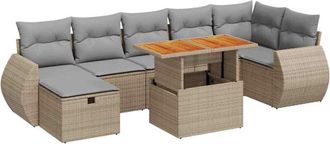 vidaXL Set Sof&aacute;s Jard&iacute;n Y Cojines 5 Pzas Rat&aacute;n Sint&eacute;tico Acacia Beige Vidaxl
