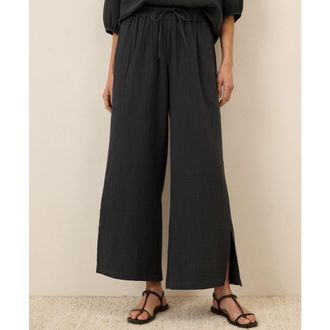 Pact Organic Cotton Coastal Double Gauze Split Hem Pant in Black at Nordstrom, Size X-Small