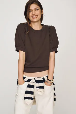 Maeve Puff-Sleeve Sweatshirt Tee