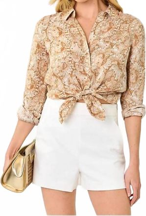 Lilly Pulitzer Sea View Linen Button Down Shirt In Iced Latte Lil Jims Stuff
