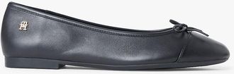 Tommy Hilfiger Womens Smooth Leather Ballet Flat - Black - US 6.5 / EU 37