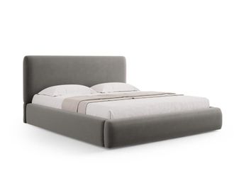 Cosmopolitan Design Cama con cabecero y ba&uacute;l 160x200cm de terciopelo gris claro