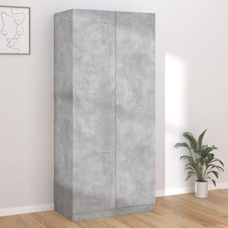 Berkfield Home Wardrobe Concrete Grey 90x52x200 cm Engineered Wood | Size: 90 x 52 x 200 cm