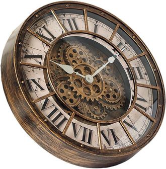 OEM Reloj De Pared De 18 Con Engranajes M&oacute;viles, Gran Decoraci&oacute;n Industrial Steampunk De Gran Tama&ntilde;o, Relojes De Pared Antiguos De Metal Con N&uacute;meros Grand