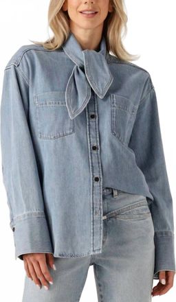 Closed Bow-Tie Scarf Shirt In Light Denim